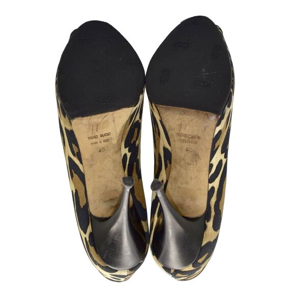 B2 Auth GIUSEPPE ZANOTTI Leopard Print Canvas Peep Toe Pump Heels Shoes Size 40 - Picture 7 of 7